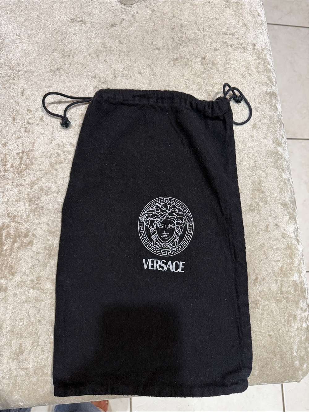 Versace Black Drawstring Medusa Logo Pouch